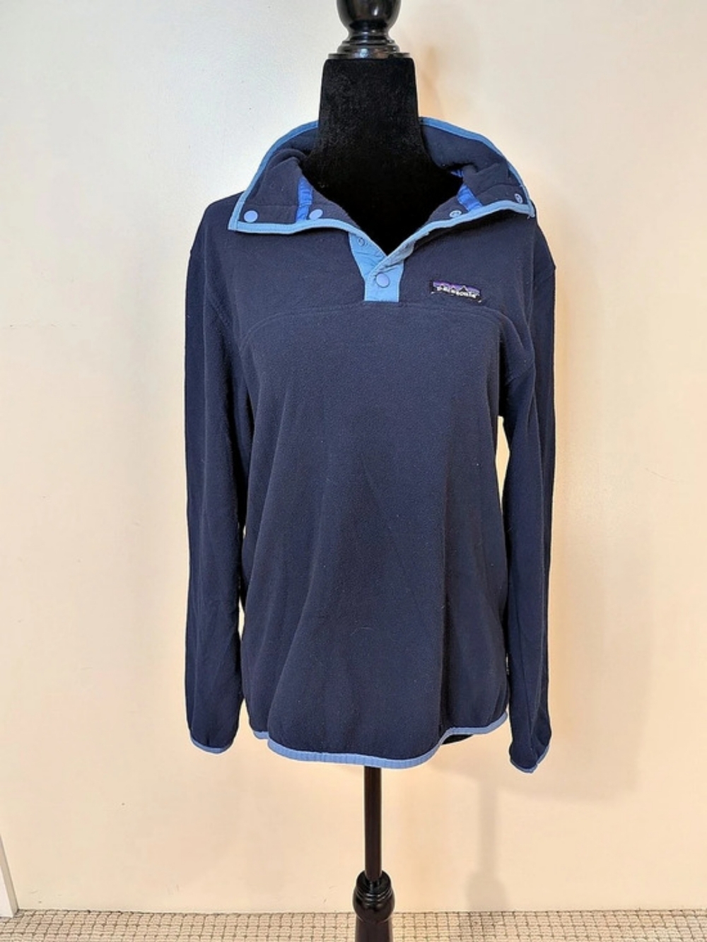 Patagonia Micro D Snap-T Fleece Pullover Navy Blue Size Small